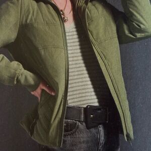 CAbi Olive Stripe Game Tee 4375 Size Large VGUC long sleeve